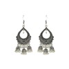 Oxidised Jhumkas with White beads