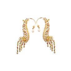 Ear-cuff with red and green stone