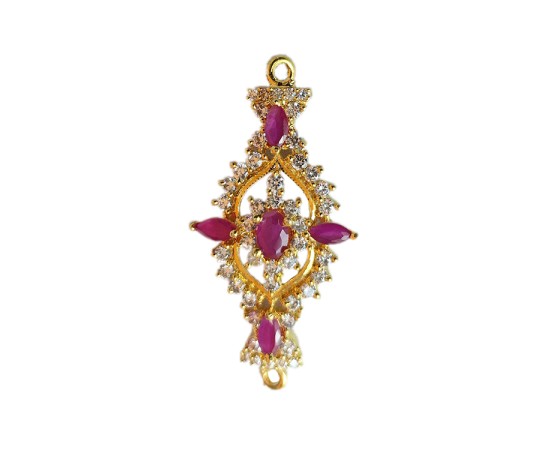 Gold plated dollar with pink and white stones 