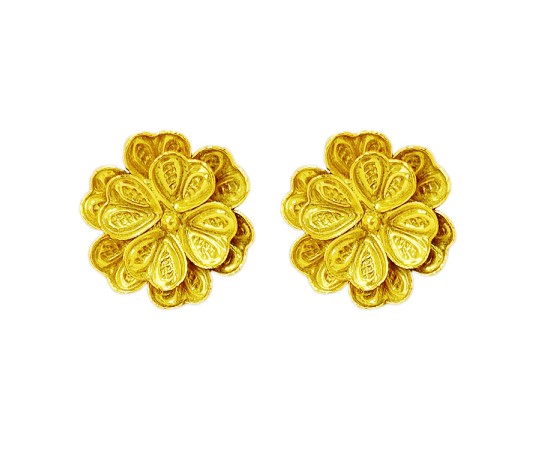 Gold plated dollar chain with flower and golden beads