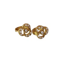 Gold plated loops with white stones