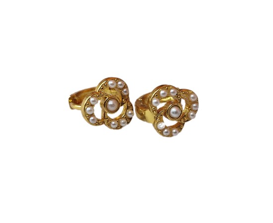 Gold plated loops with white stones