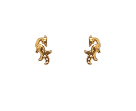 Gold plated peacock stud