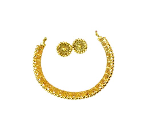 Gold plated chocker necklace with gold beads