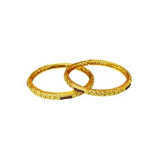 Gold plated bangles with red line stones