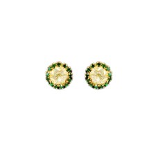 Gold plated small star stud with green stones