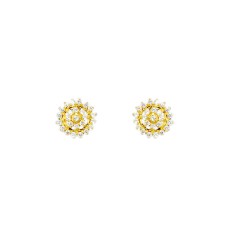 Gold plated flower white stone stud