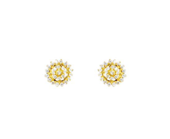 Gold plated flower white stone stud