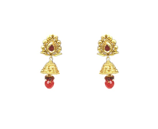 Gold plated dollar with manga Design red bead