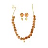 Gold plated choker necklace flower design red stone with gold bead