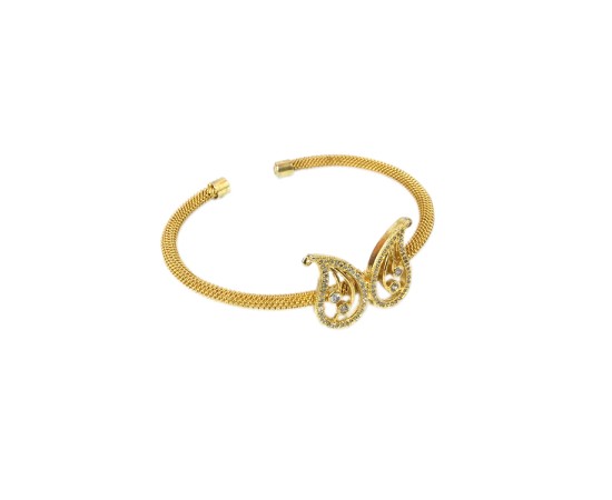Gold plated bracelet manga design with white stone