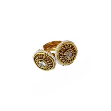 Gold Plated Small Round Ring With White Stones 