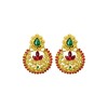 Gold Plated drops Red with Green Stone  