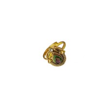 Gold plated ring with curly pink stone