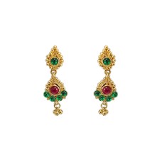 Gold Plated drops Green Stone
