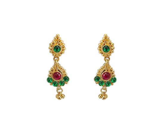 Gold Plated drops Green Stone