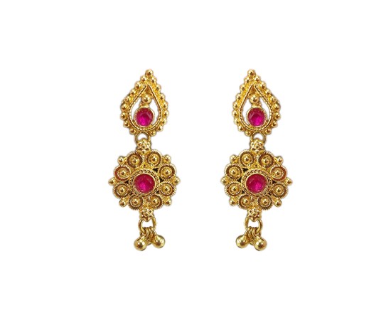 Gold Plated drops Red Stone