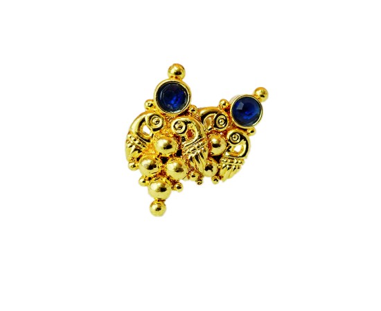 Gold Plated Neckace Double side Color Blue with Gold 