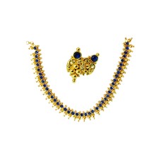 Gold Plated Neckace Double side Color Blue with Gold 