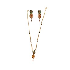 Gold plated chain with pineapple red green stones and beads