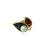 Gold plated ring with double color leaf design