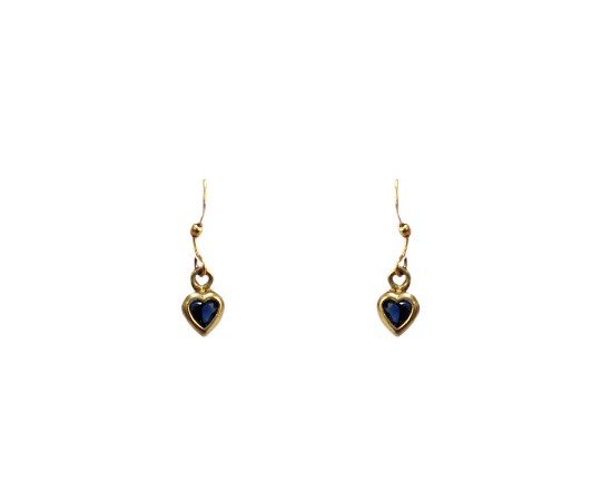 Gold plated small blue heart drops