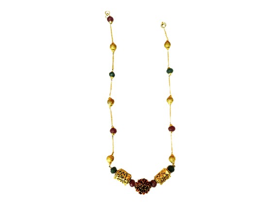 Gold plated multi color chain with bead