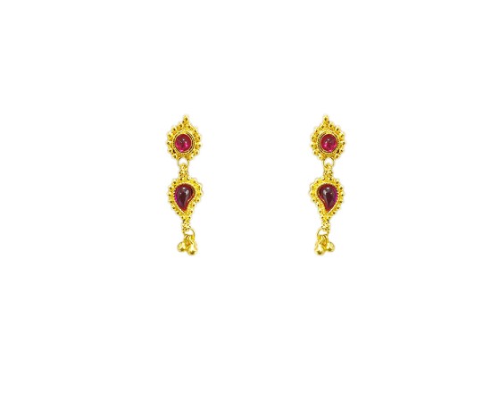 Gold plated drop with pink stone