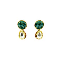 Gold Plated Drop Green Round Stone and white stone