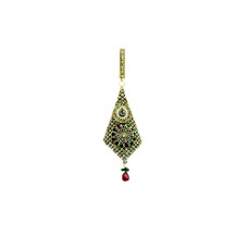 Diamond saree pin with red green and white stone