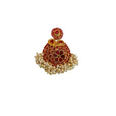 Gold plated dollar with red stone white pearls