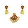 Gold plated dollar flower design with red stone white pearls