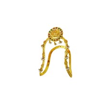 Gold plated arm jewllery round lakshmi design with white pearls