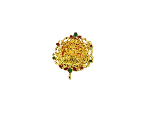 Gold plated dollar with lakshmi design with multi color design