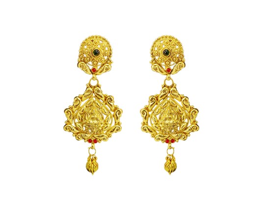 Gold plated drop lakshmi design with red design