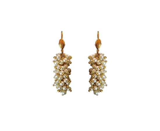 Gold plated loops with white pearls
