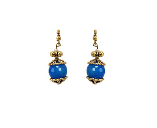 Gold plated blue bead drop