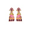 Jhumkas with pink stone and beads