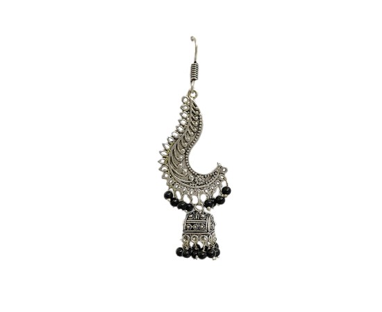 Oxidised Jhumkas with black beads