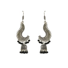 Oxidised Jhumkas with black beads