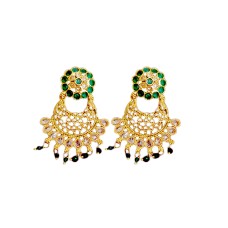 Jhumkas with Green stone