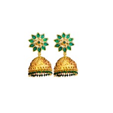 Jhumka with Emerald and White stone
