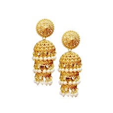 Jhumkas with umbrella model and pearls