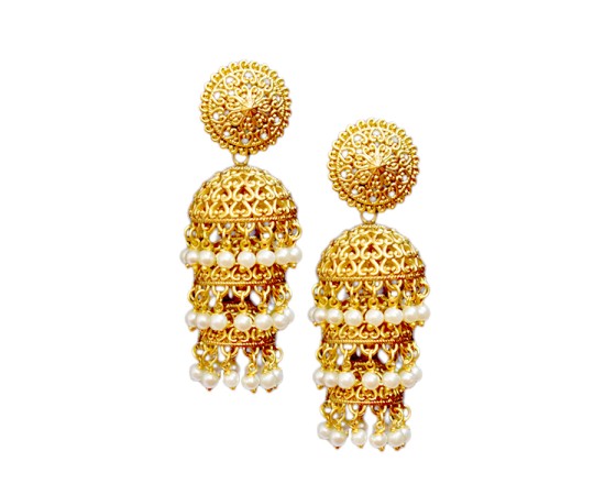 Jhumkas with umbrella model and pearls