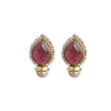 Gold plated with red and white stone drops