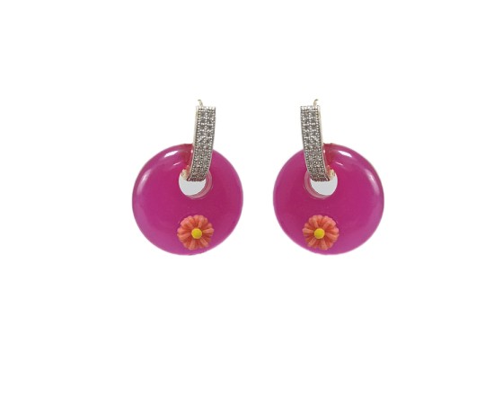 Gold plated round pink drop