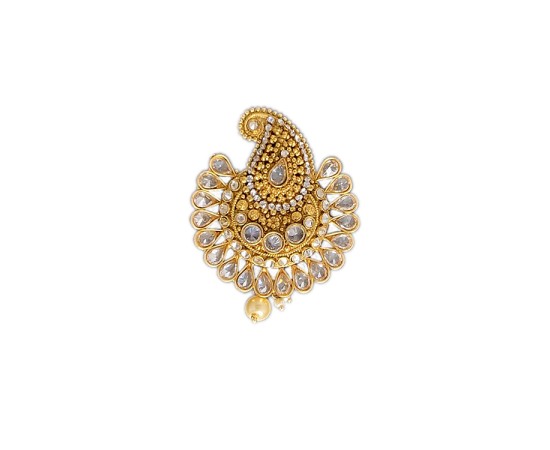 Gold Plated  Hair Jewelry Manga design with white stone 