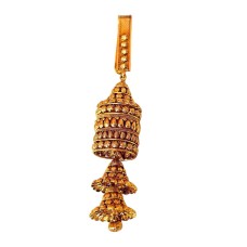 Gold plated two layer jhumka design saree pin