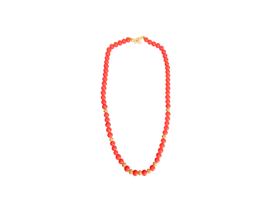 GOLD PLATED WITH RED BALL NECKLACE 
