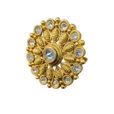 Gold plated sun flower Ring with white stone